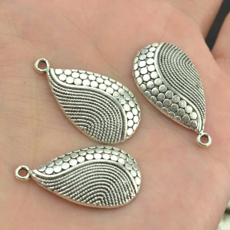 Бесплатная доставка 10 шт. 31*17 мм античный серебряный сплав капли воды подвески