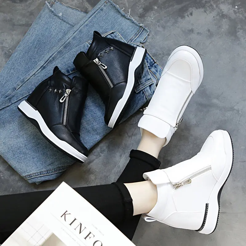 Кроссовки SWYIVY женские из искусственной кожи на платформе молнии Повседневная