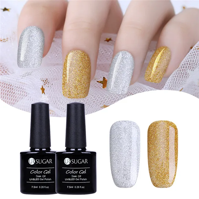 Set 5 Ur Sugar, 2 шт., гель с розовыми блестками, Гель-лак для ногтей, 7,5 мл, Полупостоянный Светодиодный УФ-Гель-лак, замачиваемый, для дизайна ногтей, УФ-светодиодный набор - Цвет: Set 5