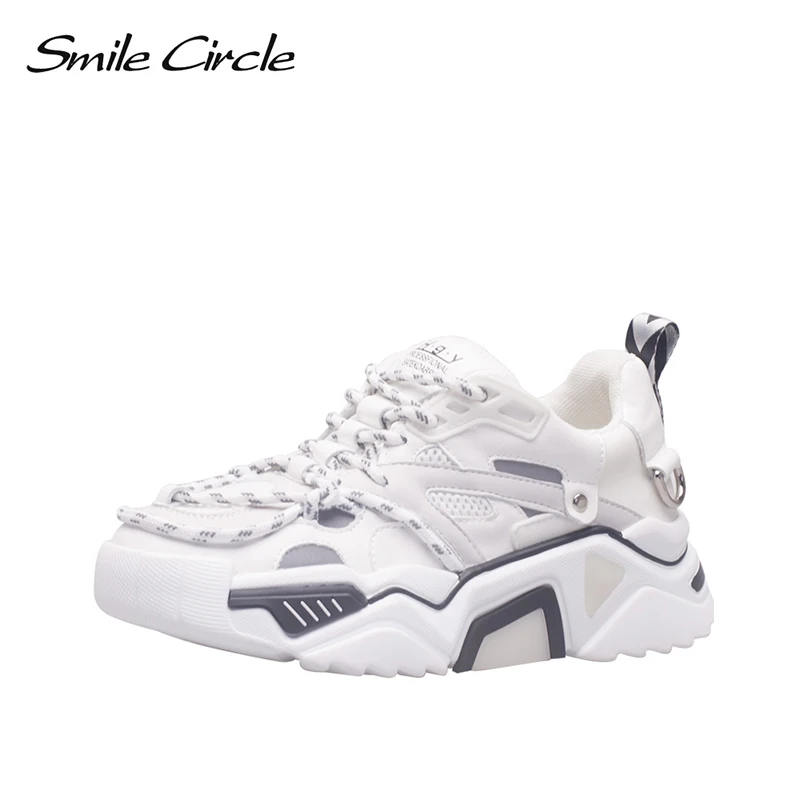 Женская обувь со смайликом повседневные кроссовки на плоской платформе модный