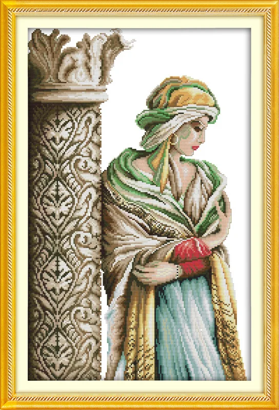 Арабского девушка Печатный холст DMC Вышивка крестиком Наборы вышивания Набор для