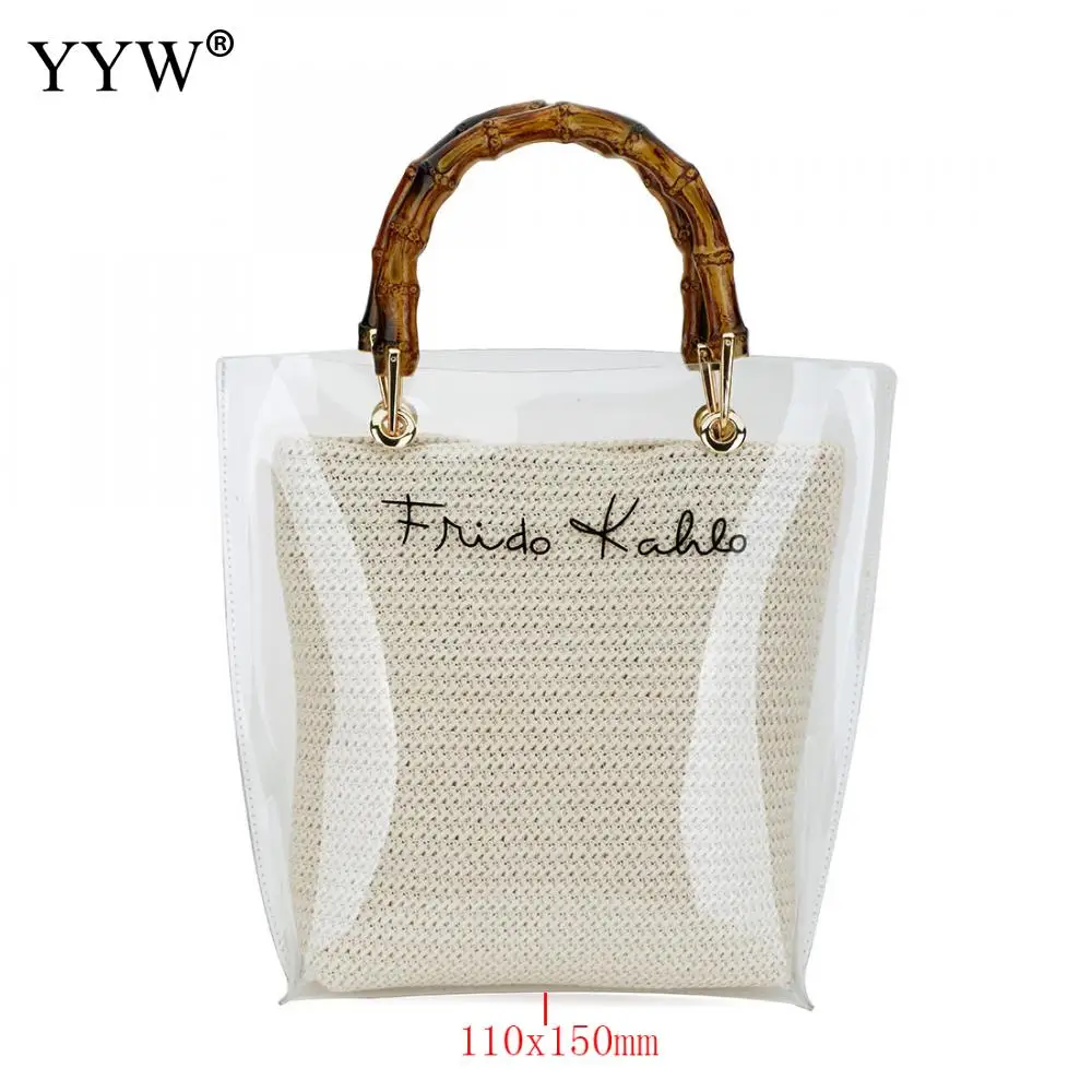 Сумка-тоут женская из ПВХ прозрачная соломенная 2 шт. | Багаж и сумки