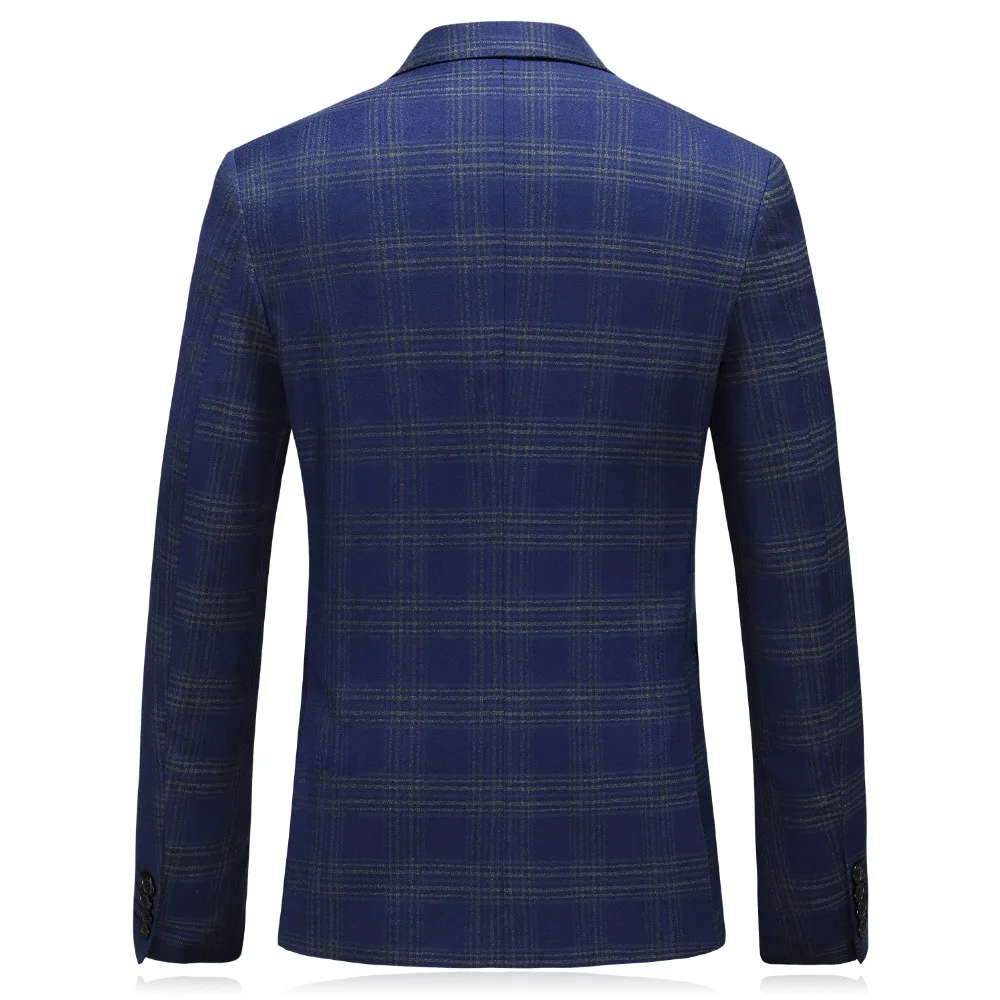 

JZ CHIEF Luxury Groom Wedding Suit Men Slim Fit Double Breasted Blue Plaid Suit Formal Dress Blazer Vest Pants Plus Size 3 Piece