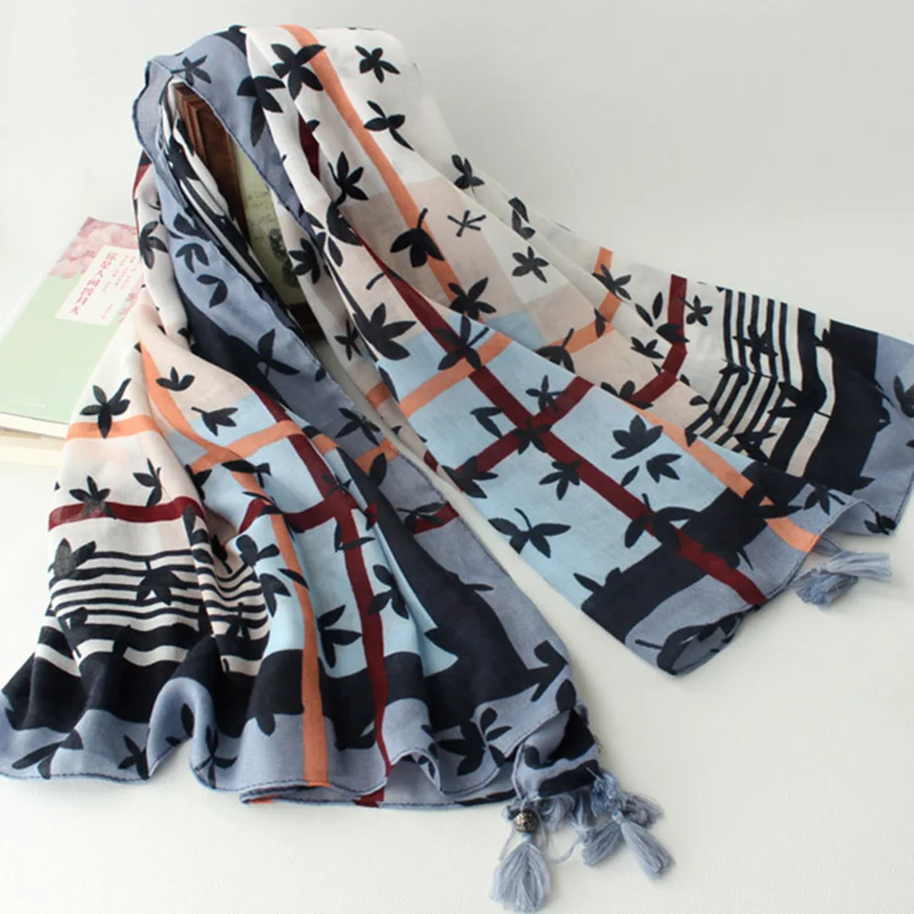 Женский шарф в этническом стиле зимний женский из хлопка и льна длиной 120 см|ladies