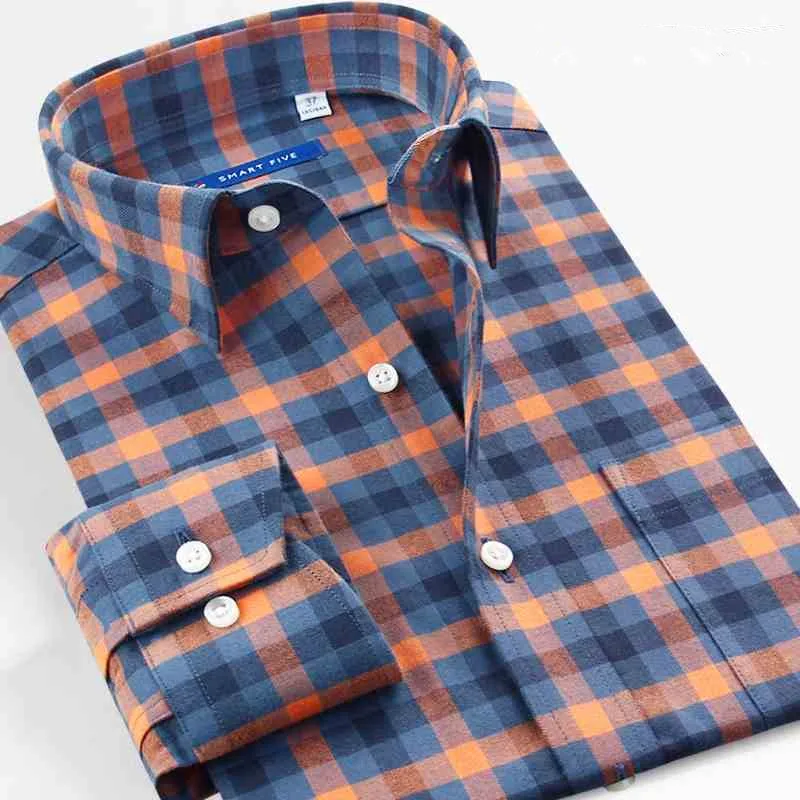 Мужская Фланелевая рубашка в клетку с длинным рукавом 100% хлопок|plaid men shirt|fashion man