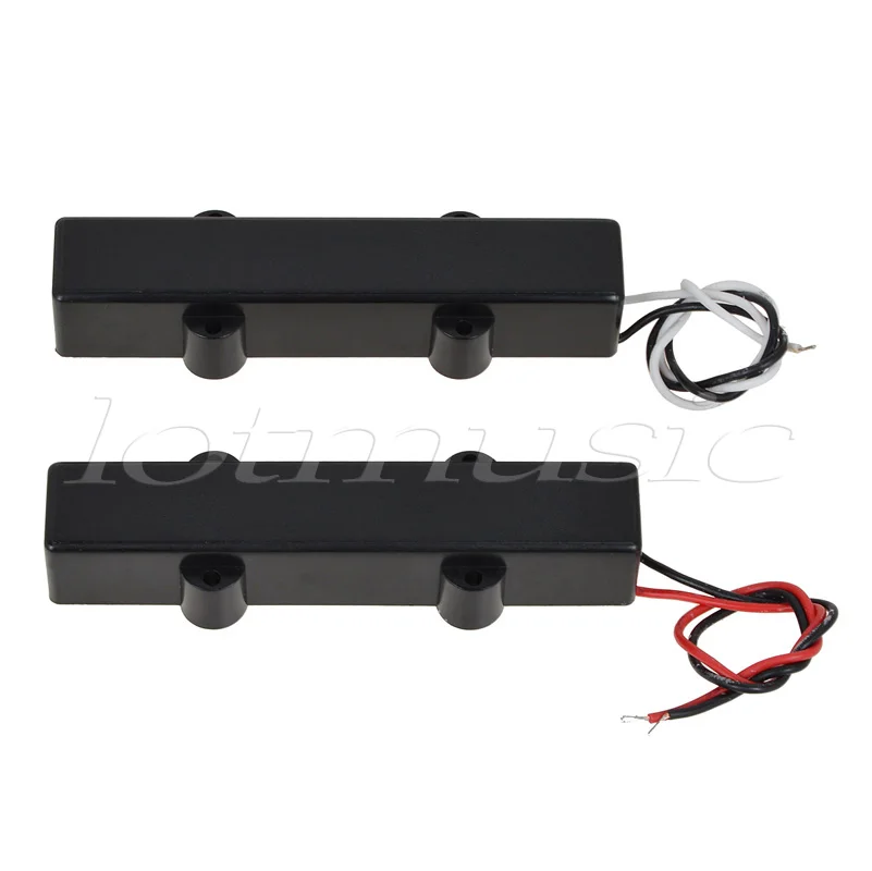 

Pair of 5 String Bass Pickup Bridge Neck Pickups Set Black Open Style