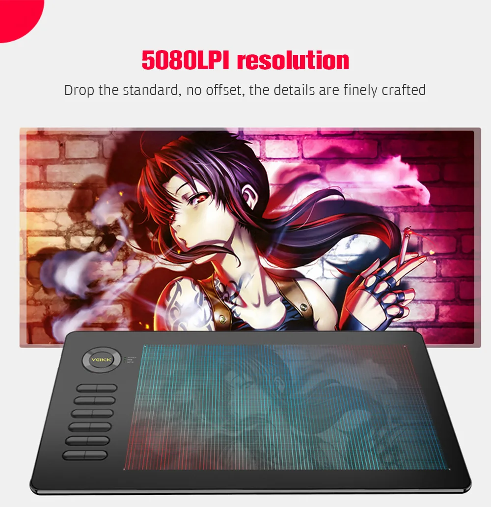 VEIKK A15 10x6 дюймов графический планшет 0,9 см ультра-тонкий 5080LPI Графический блокнот 8192 уровней цифровой планшет с ручкой без батареи