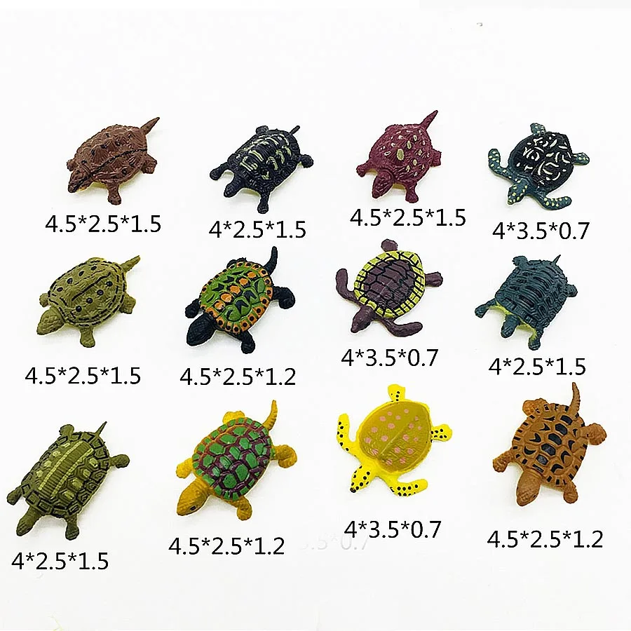 Samll turtle 12pcs 12 шт. Обучающие реалистичные фигурки рептилий игровой набор с динозаврами ящерицами крокодиловая черепаха идеальные вечерние игрушки - Цвет: Samll turtle 12pcs