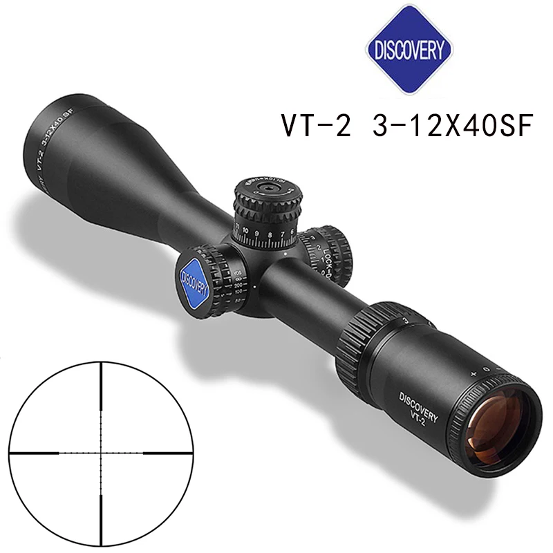 Оптический прицел Airsoft DISCOVERY VT-2 3-12X40SF сбоку вторая фокальная плоскость пистолет