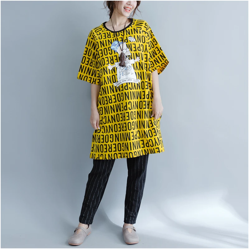 Футболка женская хлопковая с мультяшным принтом модный топ свободного покроя