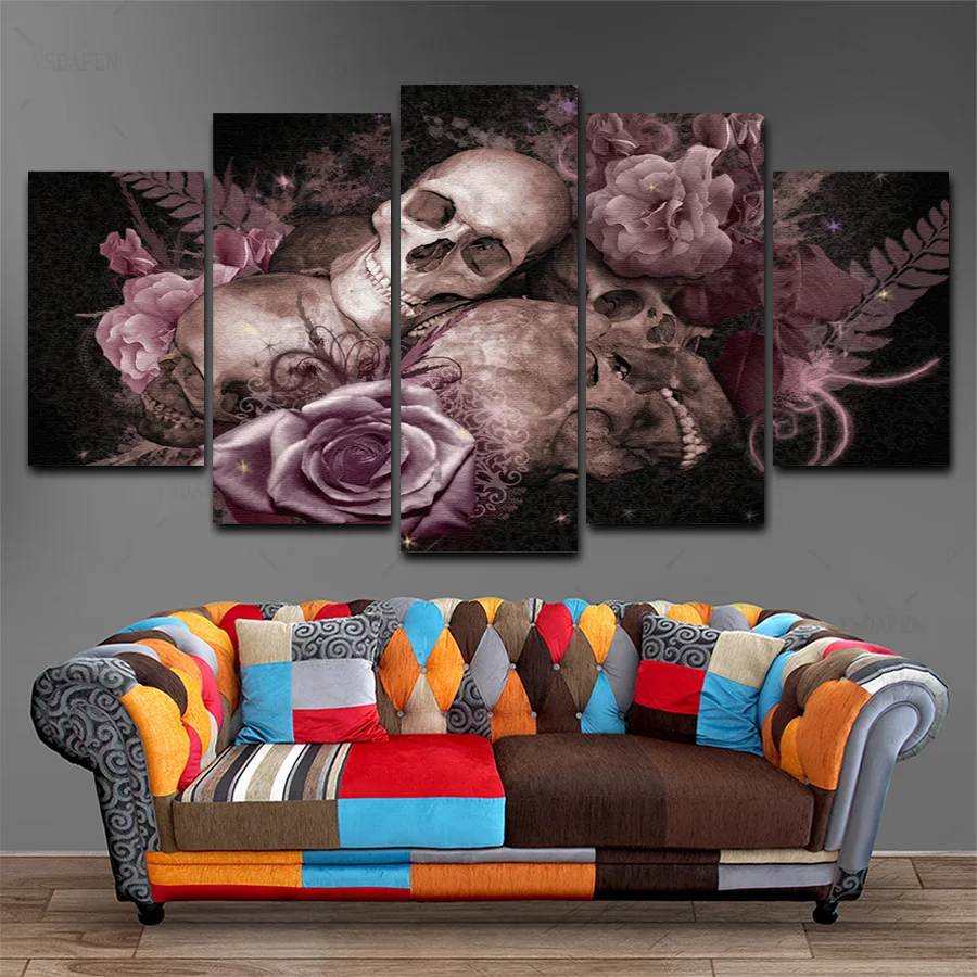 Картина на холсте с изображением черепа 5 шт. | Дом и сад