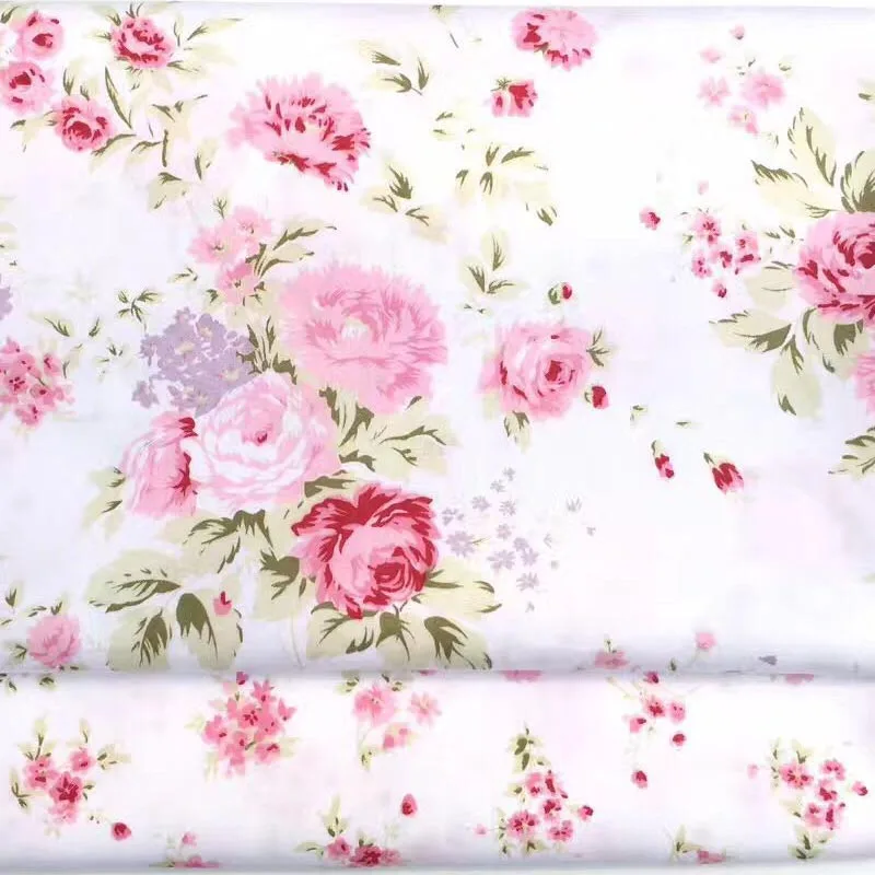 

100% cotton twill fabrics aestheticism fresh pink flowers for DIY crib bedding cushion apparel dress quilting patchwork handwork