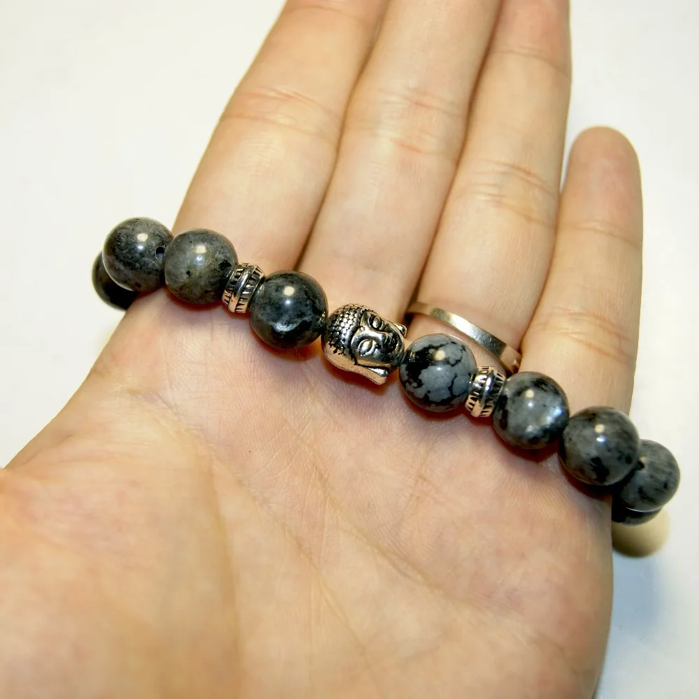 2016 Новый Модный черный 10 мм браслет из Лабрадорита С натуральным камнем для