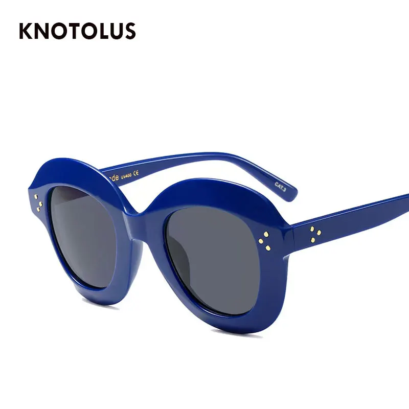 Knotolus ретро заклепки Cateye Солнцезащитные очки Для женщин Брендовая Дизайнерская