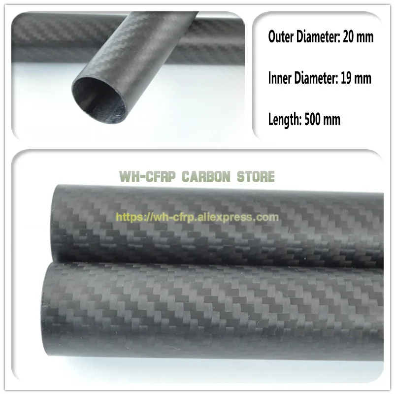 

20mm ODx 19mm ID Carbon Fiber Tube 3k 500MM Long (Roll Wrapped) carbon pipe , with 100% full carbon, Japan 3k improve material