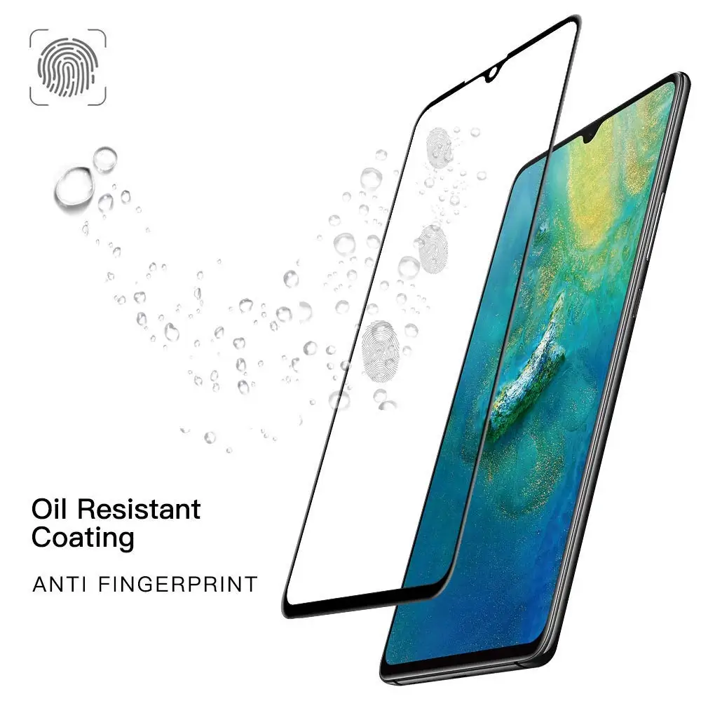 Закаленное стекло для Huawei Mate 20 Lite Pro глянцевое 5D изогнутое углеродное волокно
