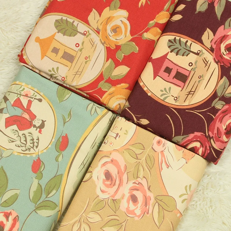 

Cotton Quilting Fabric To Patchwork Cushions Pillows Case Bags Blanket DIY Sewing Cloth Half Meter Grey With People Canvas D30