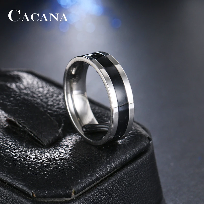 Женские кольца из нержавеющей стали CACANA черные модные ювелирные изделия опт №
