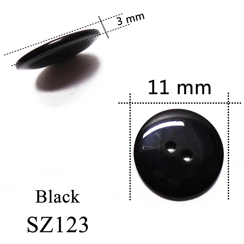 SZ123-11mm 100 шт 8-18 мм глазурь круглые стеклянные прозрачные полимерные пуговицы Белый Черный шитье скрапбукинг для свадьбы женская одежда ручной работы 2 отверстия - Цвет: SZ123-11mm
