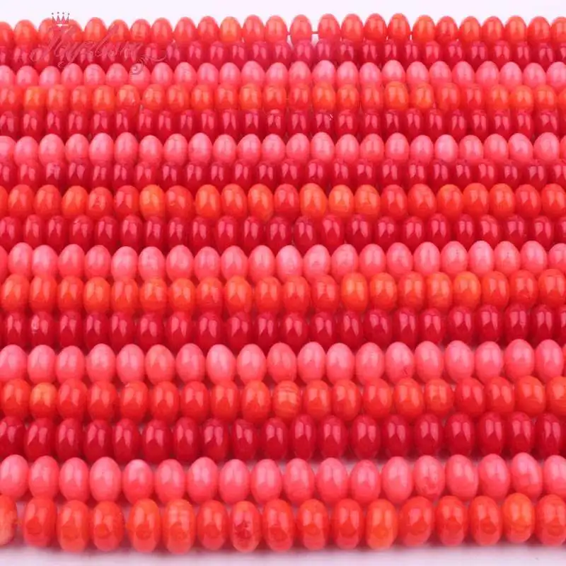 

4x6mm Smooth Rondelle Coral Beads Natural Stone Beads For DIY Necklace Bracelets Eaaring Pandant Jewelry Making 15"Free Shipping