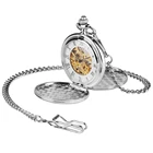 Серебристый Гладкий Винтажный чехол с римскими цифрами ручной работы Ветер Механические карманные часы с двойным открытием чехол охотника часы-брелок для мужчин женщин мужчин подарок