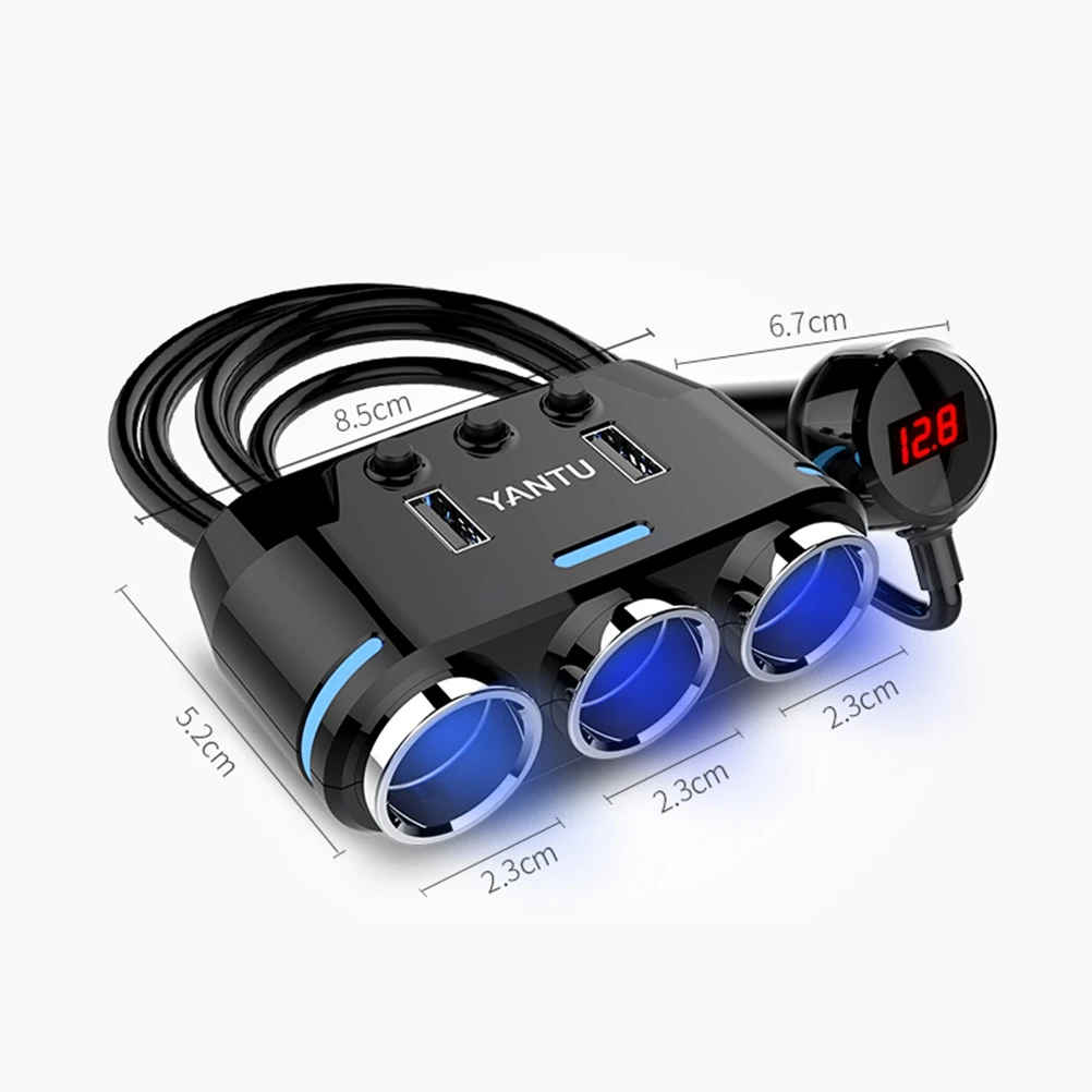 Сепаратор прикуривателя простой в использовании 3 USB розетки прочный адаптер