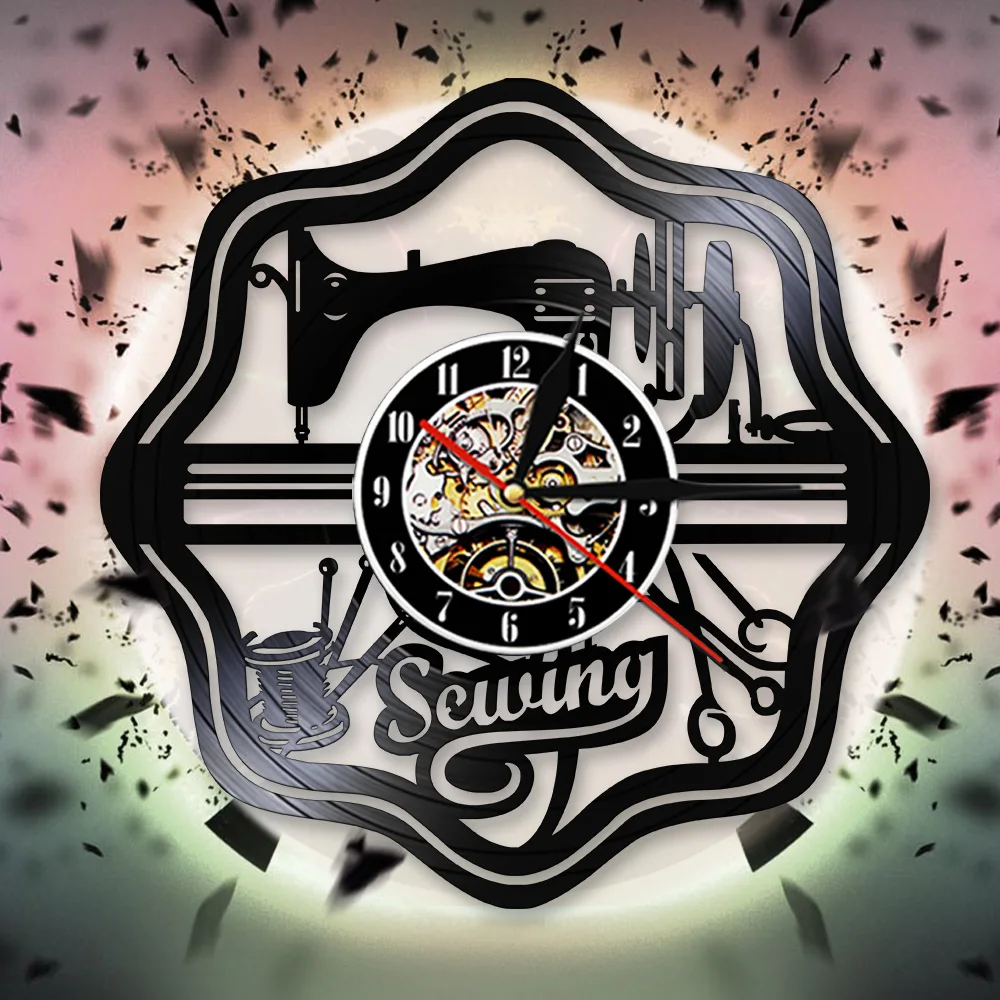 Швейная машина стежок по стежку виниловая пластина LP настенные часы для стегания