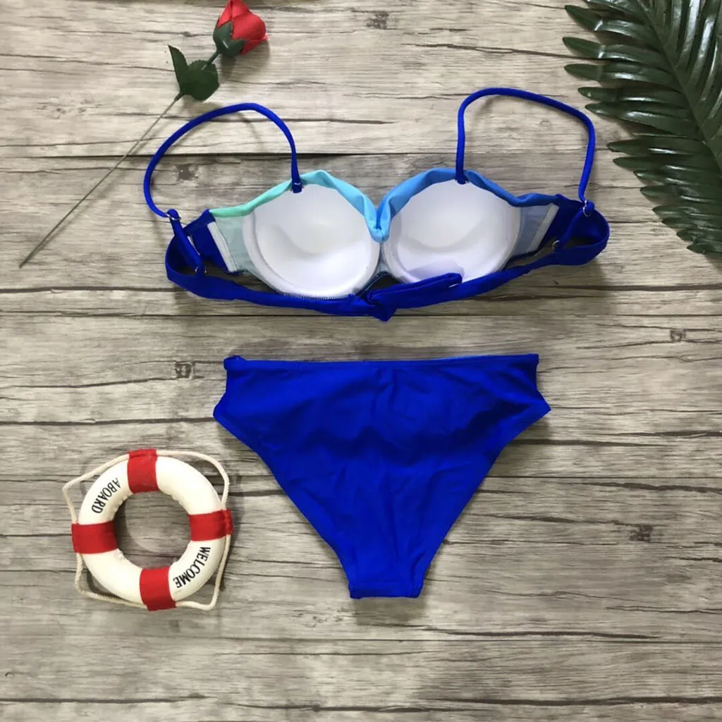 Купальник бикини 2020 женская пляжная одежда комплект с градиентным принтом из