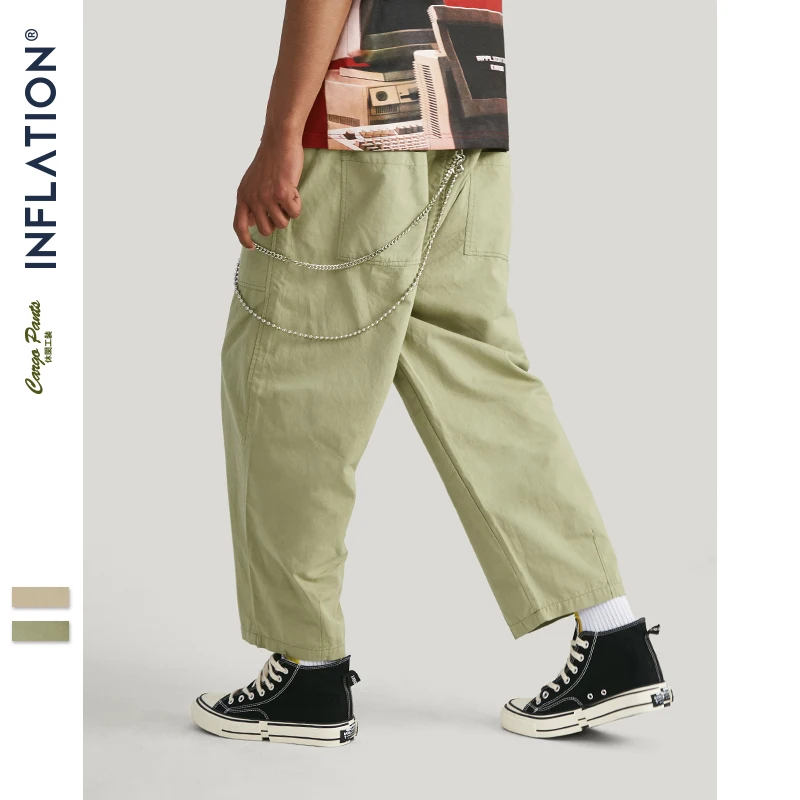 INFLATION уличная одежда хип-хоп свободные штаны для мужчин осень Pantalones Hombre эластичный пояс широкие прямые брюки для мужчин 94371SD