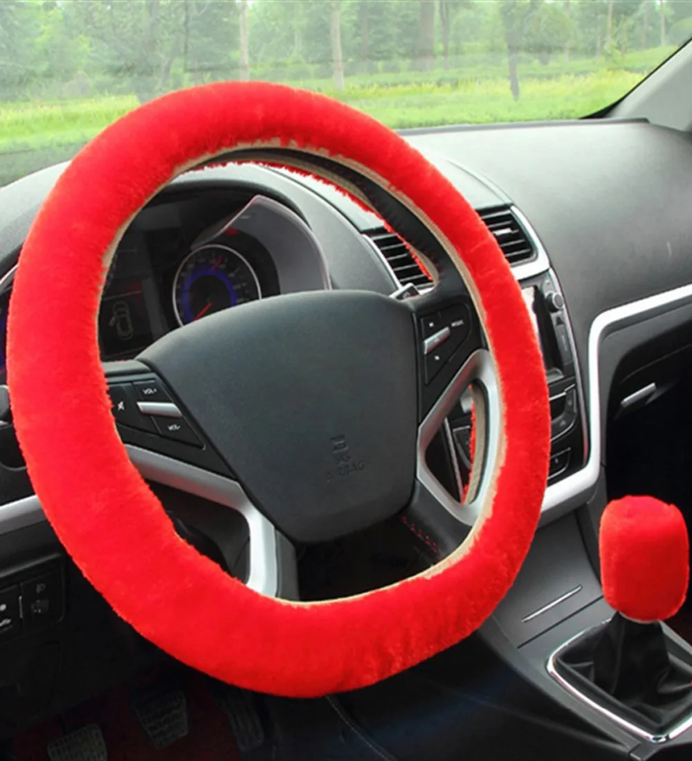 2 шт. зимние теплые пушистые универсальные автомобильные чехлы на руль + комплект