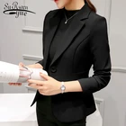 Женский деловой пиджак с длинным рукавом, облегающий черный кардиган с воротником, модель 2021 80 на осень, 1340