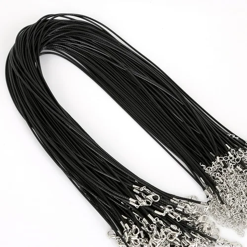 Black 10 шт./лот, кожаные цепочки, браслет, подвеска, амулеты с застежкой-омаром, для самостоятельного изготовления ювелирных изделий, шнур 1,5 мм - Цвет: Black