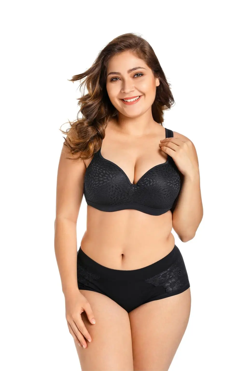 Для женщин пены Контурные Jacquard Full Cup Поддержка плюс Размеры бюстгальтер на косточках