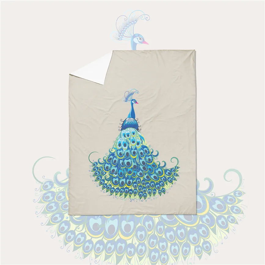

3Pcs Bedding Set Blue Peacock Print Duvet Cover Sets Animal Quilt Cover Soft Bedclothes King Queen Bed Cover Home Decor S45