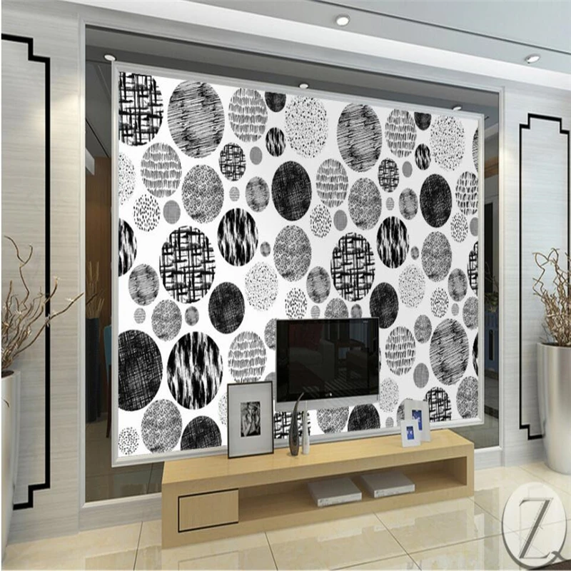 Beibehang скандинавские простые черно-белые абстрактные круглые фоновые обои на