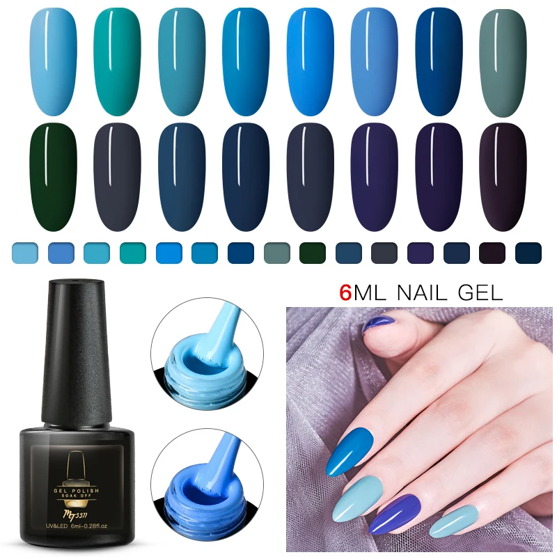Mtssii UV Gel Varnish Nail Polish Set For Manicure Gellak Semi Permanent Hybrid Nails Art Off Prime Blue | Красота и здоровье