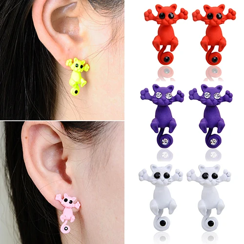 Женские серьги гвоздики в стиле панк с милым мультяшным котом|earrings jewelry|punk earringscat