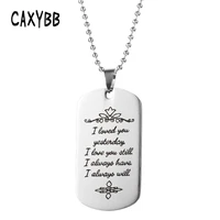 caxybb fashion stainless steel military army lettering pendant women necklace dog tag pendant jewelry sliver men women necklace