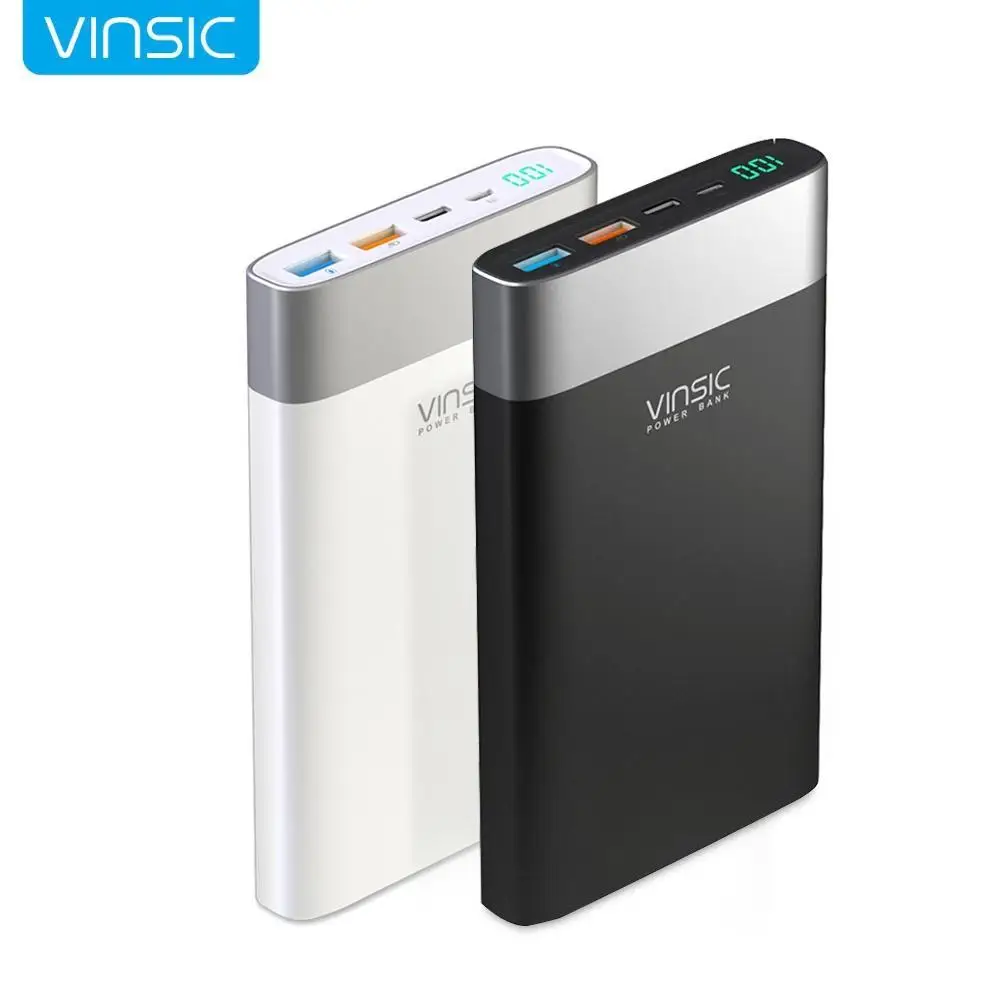 Vinsic 20000 mAh power Bank Быстрая зарядка 3 0 двухсторонняя type C двойное зарядное устройство