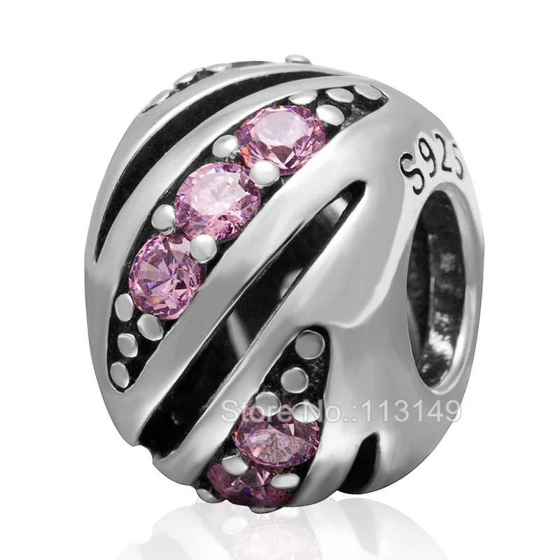 

Purple Pink CZ Zircon Micro Pave 100% Authentic 925 Sterling Silver European Charm Beads Fine Jewellery Findings SZPB234