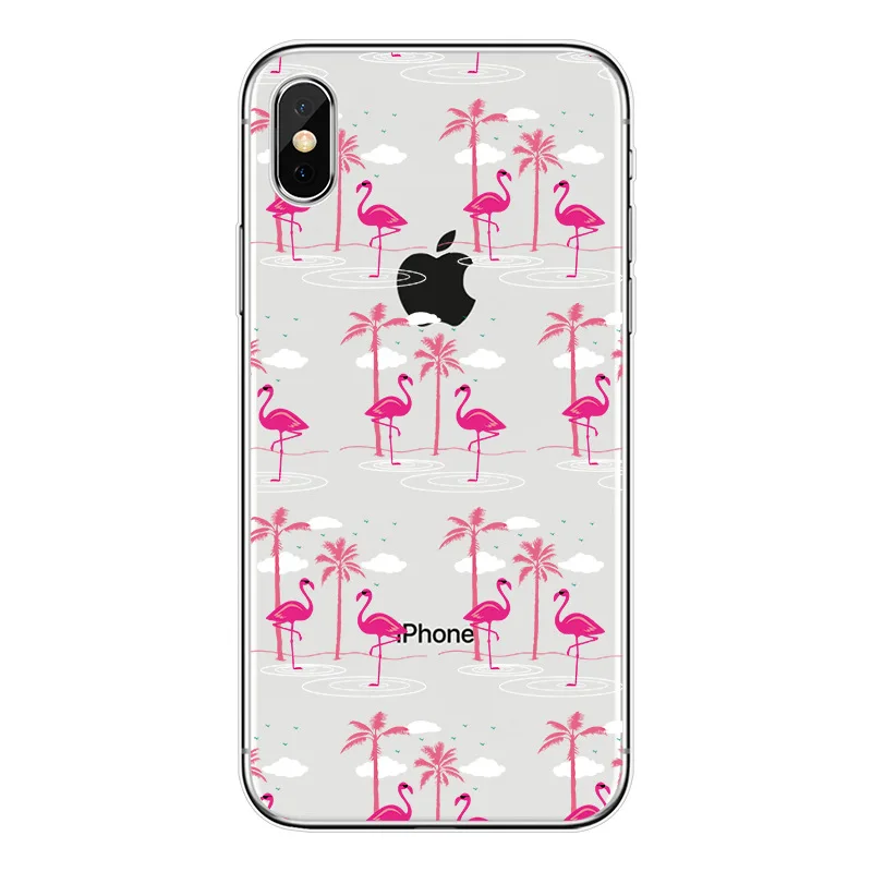 Новый мягкий силиконовый чехол для iphone 5S 5 6 6s 7 8 Plus Zebra Фламинго цветочный узор