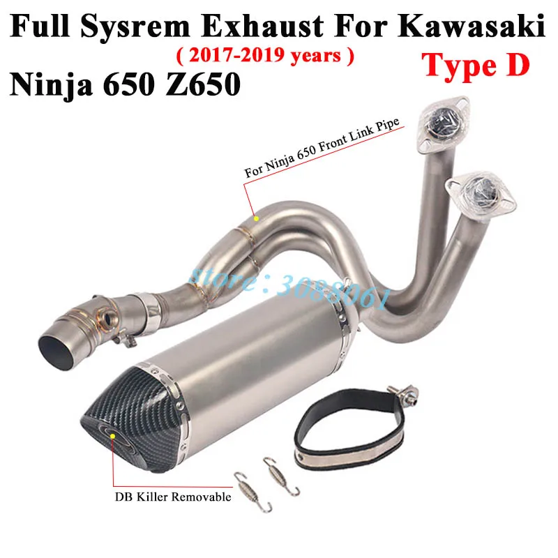 Type D Полная система мотоцикла Yoshimura выхлопной Escape SC для Kawasaki Ninja 650 ER6N Z650 18 модифицированный передний патрубок трубы глушитель - Цвет: Type D