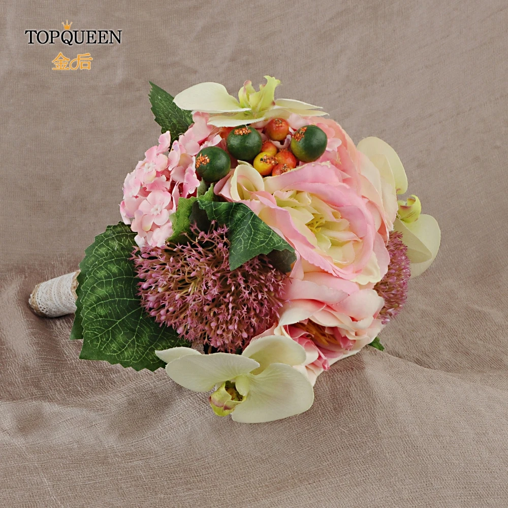 TOPQUEEN F18 розовый цветок Свадебный букет Розовый Свадебный букет китайские свадебные аксессуары Румяна розовые цветы цветок