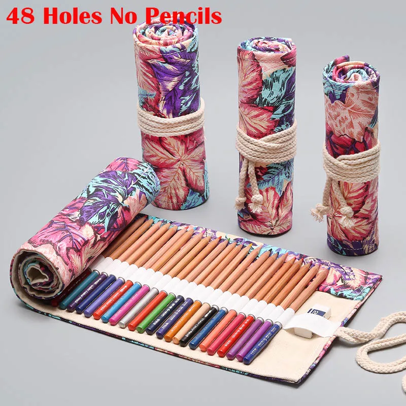 48 Holes No Pencils 24/36/48/72 рулон школьный Карандаш Чехол Kawaii пенал из ткани уголовного для девочек и мальчиков милый большой Карандаш Чехол штрафы коробка канцелярских принадлежностей - Цвет: 48 Holes No Pencils
