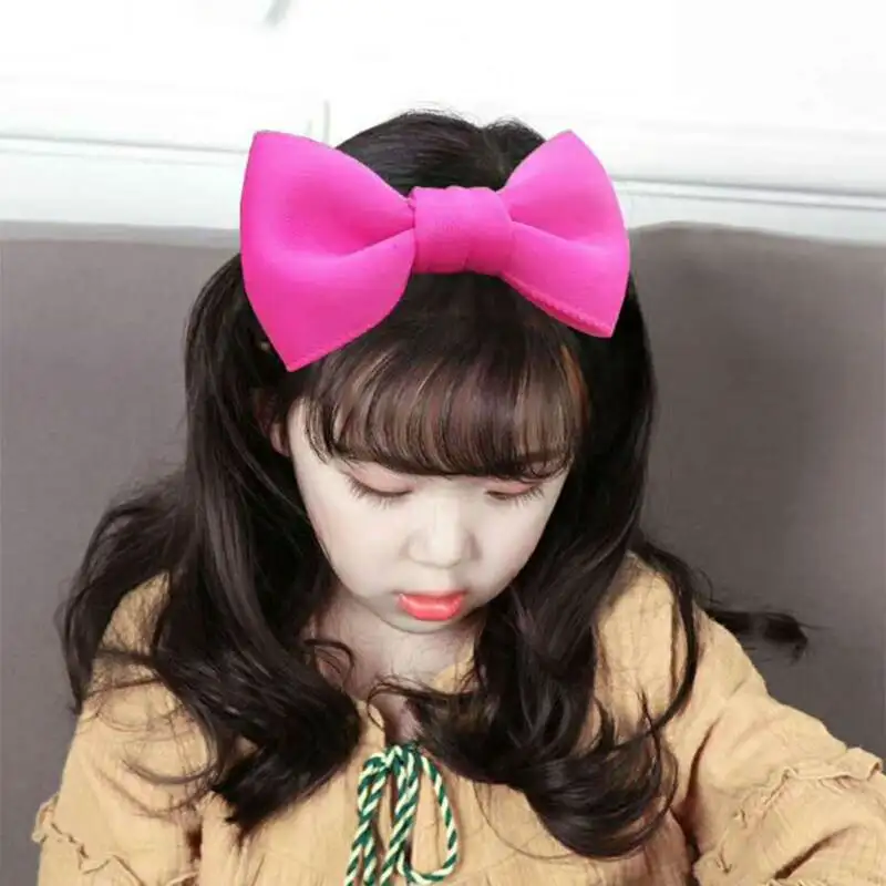 Fashion kids baby child girl head wraps tiara elastic ribbon headband satin big bows headwrap hair bands Accessories For Party | Детская