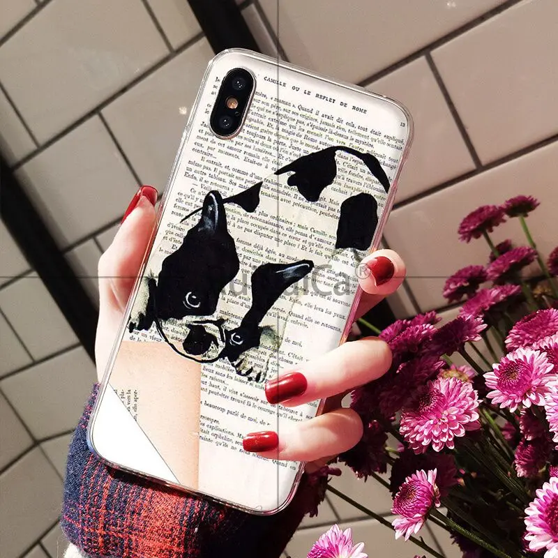 Ruicaica книга газетный фон Французский бульдог Телефон чехол для Apple iPhone 8 7 6 6S Plus X XS