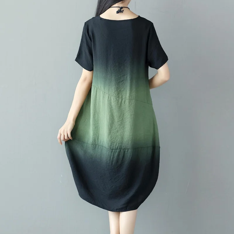 Платье женское средней длины в китайском стиле элегантное хлопково-льняное