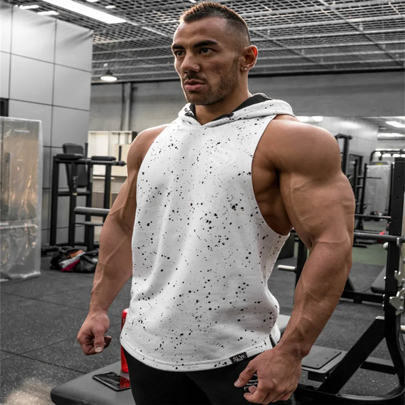 White Shirt Gyms Bodybuilding Tank Top Men Hoodies Sleeveless Mens Fitness Sportswear Cotton Jogging Workout Male Undershirt | Мужская