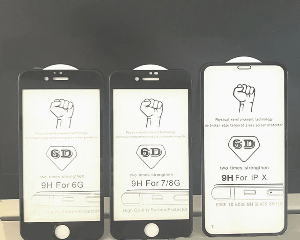 6D полное покрытие закаленное стекло для iPhone 6s 6 7 Защита экрана 8 X Plus стеклянная
