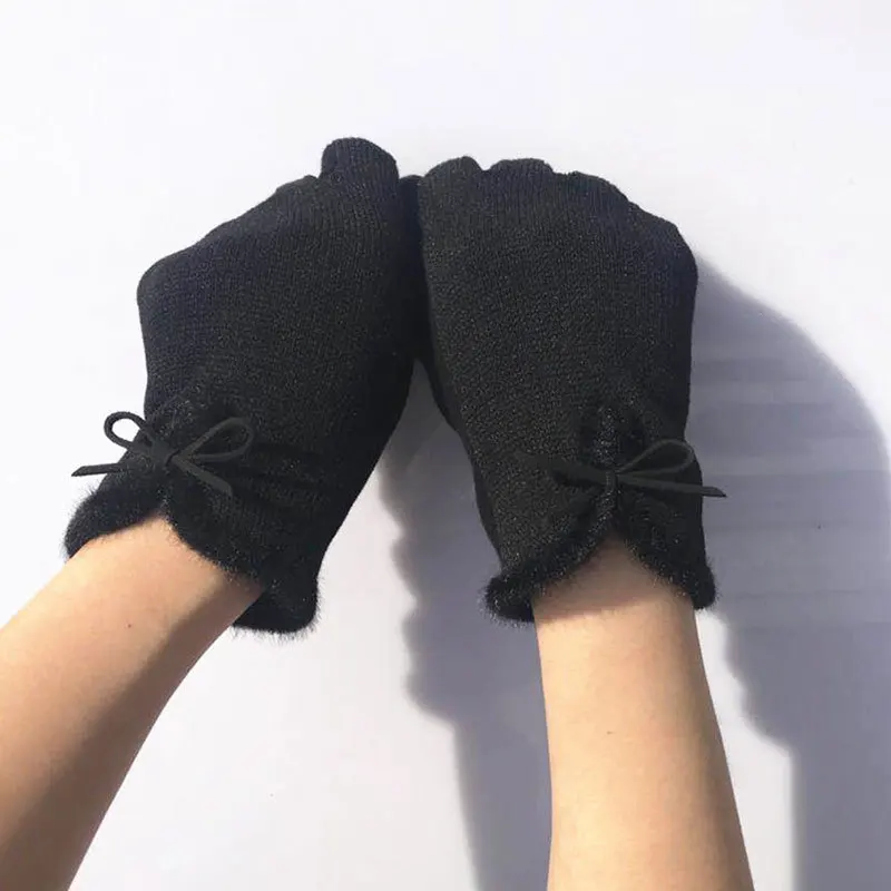 C женские модные зимние перчатки из хлопка и шерсти элегантные теплые плюшевые